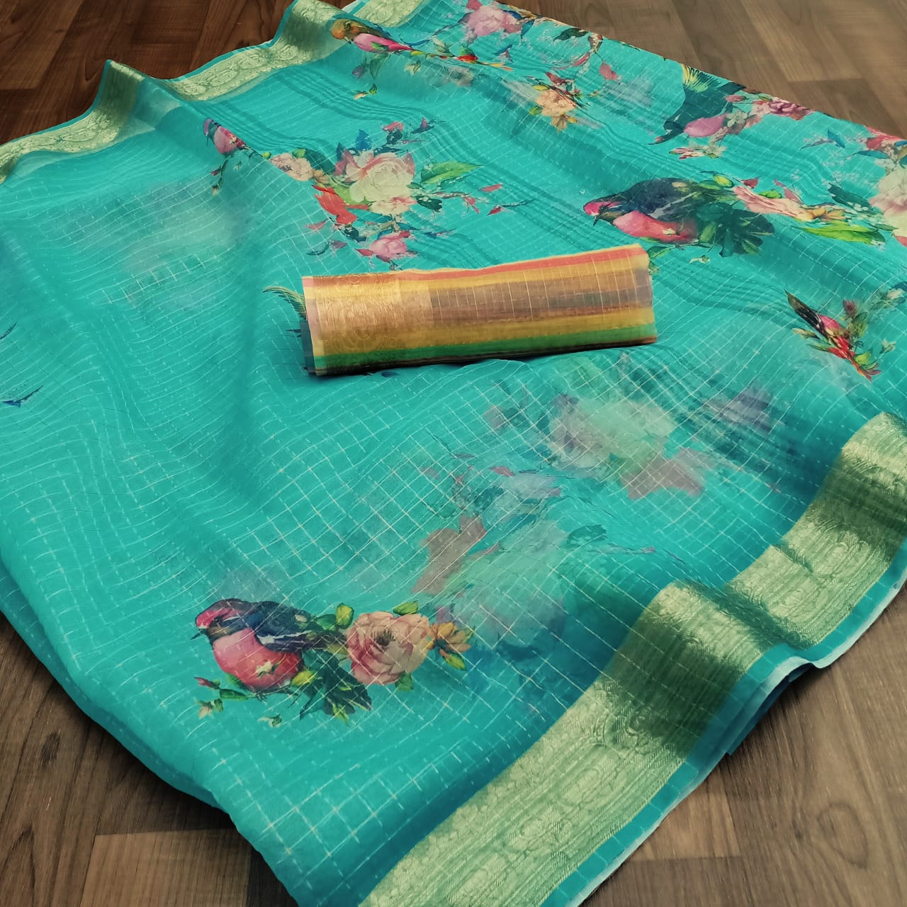 Vastra  Latest Fancy Designer Party Regular Wear Organza Digital Print Saree Collection